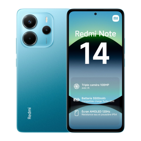 Téléphone, Smartphone - Xiaomi Redmi Note 14 4G 128 Go Bleu Mer NFC - Neuf, prix de gros.