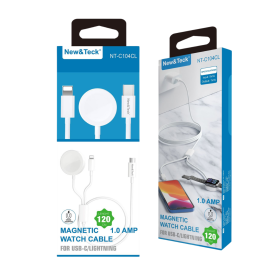Câble USB-C / Lightning Magnétique 1.2M pour Apple Watch - New&Teck NT-C104CL┃Charge Rapide et Fiable
