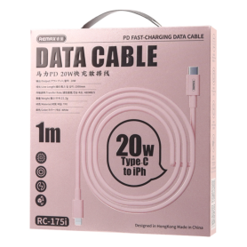 Câble USB-C Lightning 20W Remax RC-175i 1M Rose - Charge Rapide et Efficace