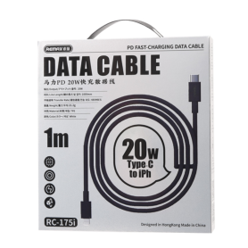 Achetez Câble USB-C / Lightning 20W Remax RC-175i - 1M Noir - Performance et Fiabilité
