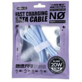 Câble Type-C / Lightning Tressé 20W Remax RC-C063 1.2M - Bleu | Charge Rapide et Fiabilité Assurée