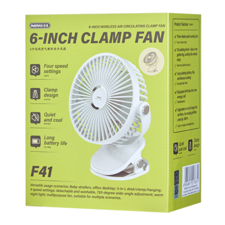 Mini Ventilateur de Bureau avec Pince Remax F41 - Refroidissement Efficace et Portable