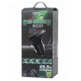 Chargeur Voiture Rapide 49.5W Remax RCC323 Série Alien III - 2 Ports USB & 1 Port Type-C - Noir