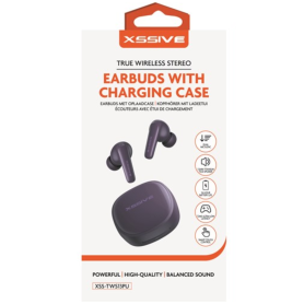 Écouteurs Bluetooth XSSIVE XSS-TWS13PU Violet avec Boîtier de Chargement - Son Haute Qualité et Style Assuré