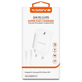 XSSIVE 25W PD3.0 Super Fast Charger with C-C Cable | Efficient Charging on the Go