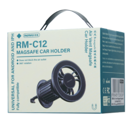Support Magnétique MagSafe Remax RM-C12 Noir - Fixation Sécurisée pour Grille d'Aération Voiture
