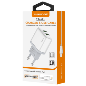 Chargeur Rapide Duo USB 2.1A + Câble Lighting XSSIVE XSS-AC54-IP - Rechargez Vos Appareils en un Clin d'Œil