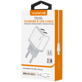 XSSIVE Duo USB Charger + Cable USB-C 2.1A XSS-AC54-C Fast, Reliable Charging Solution