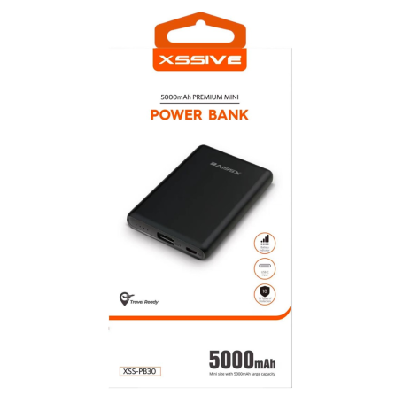 Mini Power Bank 5000mAh XSSIVE XSS-PB30 Noir - Recharge Rapide et Compacte