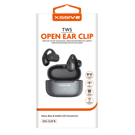 XSSIVE XSS-CLIP-B TWS Open Ear Clip Wireless Earbuds Comfortable Secure Fit Stereo Sound