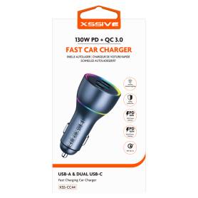 Chargeur Voiture Ultra Rapide Type-C + USB 130W XSSIVE XSS-CC44 - Puissance et Efficacité en Route