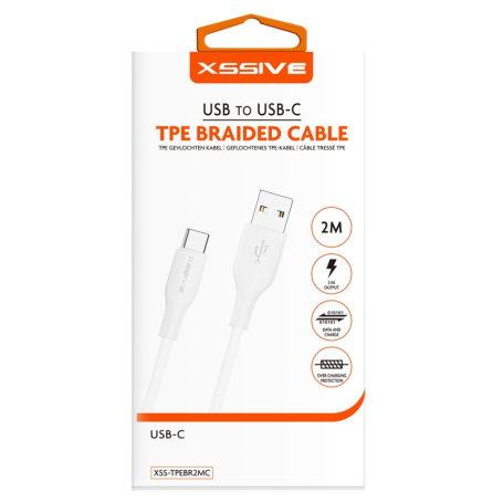 Câble USB/USB-C 2m XSSIVE XSS-TPEBR2MC durable et rapide pour tous vos appareils