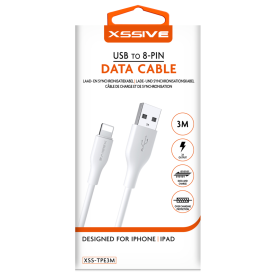 Câble de Charge USB/Lightning 3m XSSIVE XSS-TPE3M - Rapidité et Fiabilité pour Vos Appareils