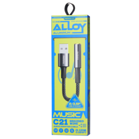 Buy REMAX C21 Braided 3.5mm USB Jack Adapter Cable 0.12M Black Online - Durable & Compact