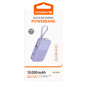 Power Bank 10000mAh XSSIVE XSS-PB37PU Violet avec Câble USB-C/Lightning - Recharge Rapide et Fiable