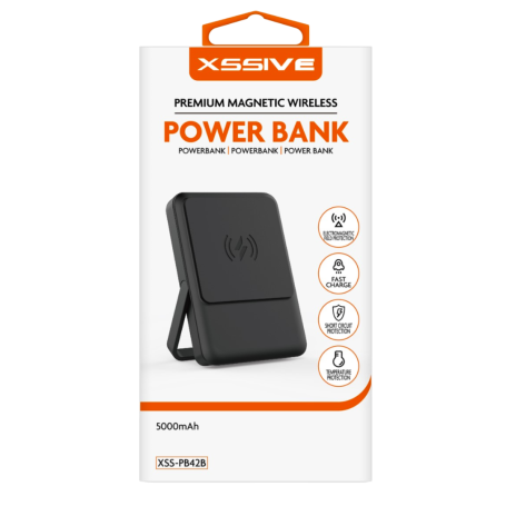 XSSIVE 5000mAh Magnetic Power Bank XSS-PB42B Black Portable Charging Solution