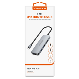 XSSIVE XSS-HUB5 5-in-1 USB-C Adapter Fast Charging & Data Transfer Hub for Laptops & Devices