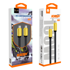 Câble USB-C Nylon Tressé 100W Jaune X198 - Charge Rapide et Durabilité