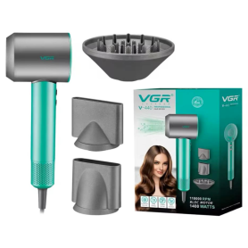 Sèche-Cheveux Pliable VGR V440 Vert - Moteur BLDC Double Tension Ionique pour Salon