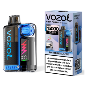 Vapoteuse Rechargeable 650mAh Vozol Vista Plug 15000 Puffs 2% Nicotine Myrtille Glacée - Achat en Ligne