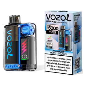 Vapoteuse Rechargeable Vozol Vista Plug - 15000 Puffs Framboise Myrtille Glacée 2% Nicotine 650mAh