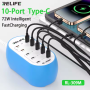 RELIFE RL-309M 10-Port Type-C Smart Charger – Fast Multi-Device Charging Hub