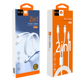 Achetez Câble 2en1 Type-C & Lightning WUW X223 – Charge Rapide & Qualité Durable