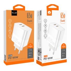 Adaptateur Secteur GaN EU 2 Ports Type-C 35W Blanc - Charge Rapide et Efficacitéé Energétique - WUW C183
