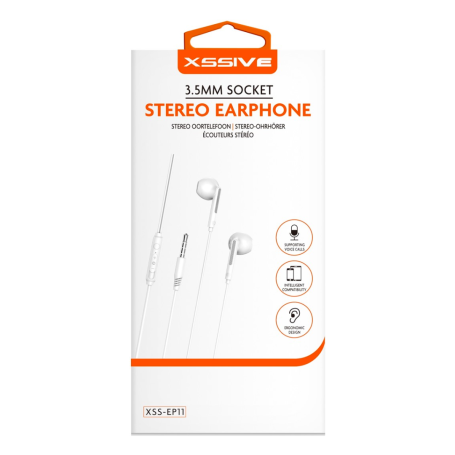 Écouteurs Stéréo XSSIVE Jack 3.5mm XSS-EP11 Blanc - Qualité Sonore Supérieure et Confort Optimal