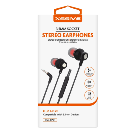 Achetez les Écouteurs Stéréo XSSIVE XSS-EP23 Noir - Qualité Sonore Exceptionnelle et Confort Optimal - Jack 3.5mm