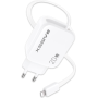 Chargeur Rapide 20W & Câble Rétractable Lightning XSSIVE XSS-AC78L Blanc - Puissance et Praticité pour Vos Appareils