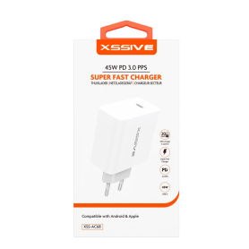 Chargeur Rapide USB-C 45W XSSIVE XSS-AC68 - Blanc | Performance et Efficacité pour Tous Vos Appareils