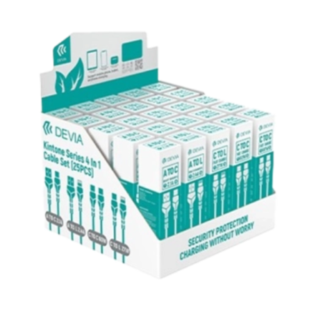 Ultimate Set of Cable 4-in-1 Devia 25 PCS USB-A USB-C Lightning for All Your Charging Needs