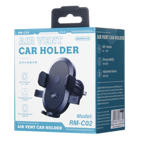 REMAX RM-C02 Air Vent Car Mount - 360° Rotation Non-Slip Black - Secure Your Device Effortlessly