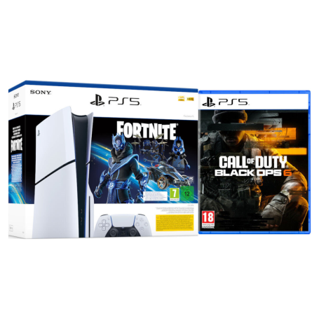Achetez Console Sony PS5 Slim 1 To en Blanc avec Bundle Fortnite Étoile Cobalt et Call Of Duty Black OPS6 - Livraison Rapide