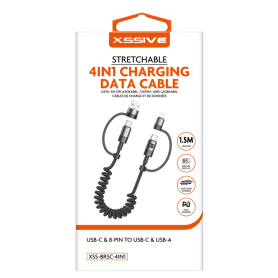 Câble de Charge 4 en 1 XSSIVE 1.5M avec Écran - Polyvalence et Efficacité pour Tous Vos Appareils