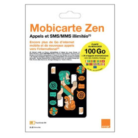 Orange Mobicarte Zen Prepaid SIM 10GB Data Unlimited Calls & Texts No Subscription