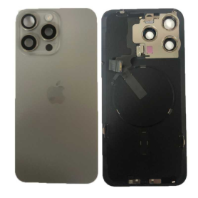 Vitre Cache Arrière iPhone 15 Pro Max Titane Naturel Origine Démonté - Grade AB - Remplacement de Qualité
