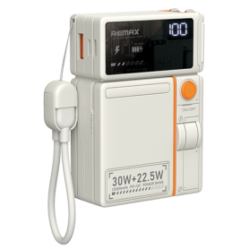 Powerful 10000mAh Remax 30W Charging Set: Power Bank, Cable, Plug & Wireless Charging - Beige