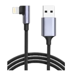 Achetez Câble USB Lightning Coudé 90° Nylon Tressé 1M Noir - Durable et Pratique