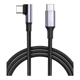 Câble USB-C Coudé à 90° Nylon Tressé 1M Noir – Performance et Durabilité pour Tous Vos Appareils
