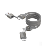 Câble magnétique tissé multifonction 4 en 1 Ultra 2 Devia 60W 1.2M - Gris | Charge rapide et polyvalente