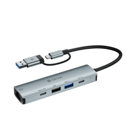 HUB 5 en 1 DEVIA Pro2 - USB3.0, USB2.0, Type-C - Connectivité Optimale Pour Vos Appareils