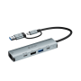 HUB Type-C 5 in 1 DEVIA USB 3.0 x3 Card Reader PD 3.0 Fast Charge Adapter - Updated Version