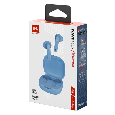 JBL Wave Flex TWS Bluetooth Earphones - Blue | Crystal Clear Sound & Comfort | JBLWFLEXBLU