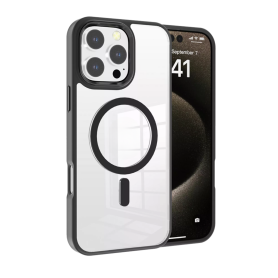 Silicone Case with MagSafe for iPhone 16 Pro Max - Transparent Black by Devia