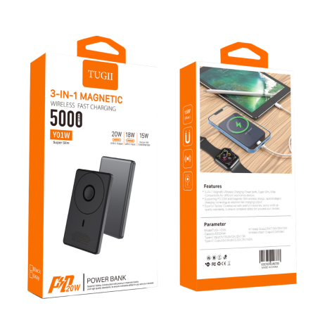 Buy Power Bank MagSafe 5000mAh - WUW Y01W - Black | Fast Wireless Charging & Portable Backup