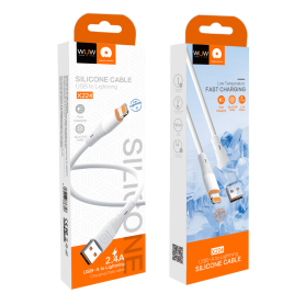 Câble en Silicone USB/Lightning 1M Blanc - WUW X224 | Charge rapide et durable