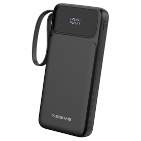 XSSIVE XSS-PB45MINI Mini Power Bank 10000mAh Black | Integrated USB-C & Lightning Cables | Compact & Portable Charging Solution