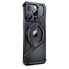 Coque Design Minimaliste en Métal Noir - Support 360° Magnétique Z pour Smartphone